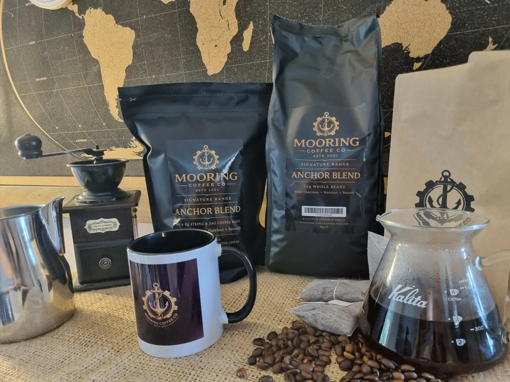 Mooring Coffee Co Anchor Blend – Medium Dark Roast Coffee Bags, 60 × 8g | 100% Arabica | Smooth & Full‑Bodied | Ethically Sourced Brazilian, Ethiopian & Colombian Coffee Mooring Coffee Co Ltd